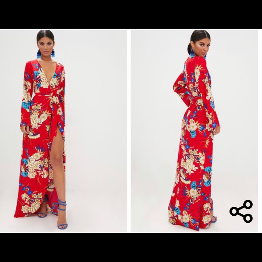 Red kimono dress